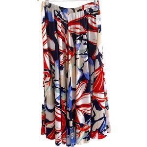 ROZ & ALI Women's Size M Maxi Skirt Colorful Floral Elastic Waist NWT